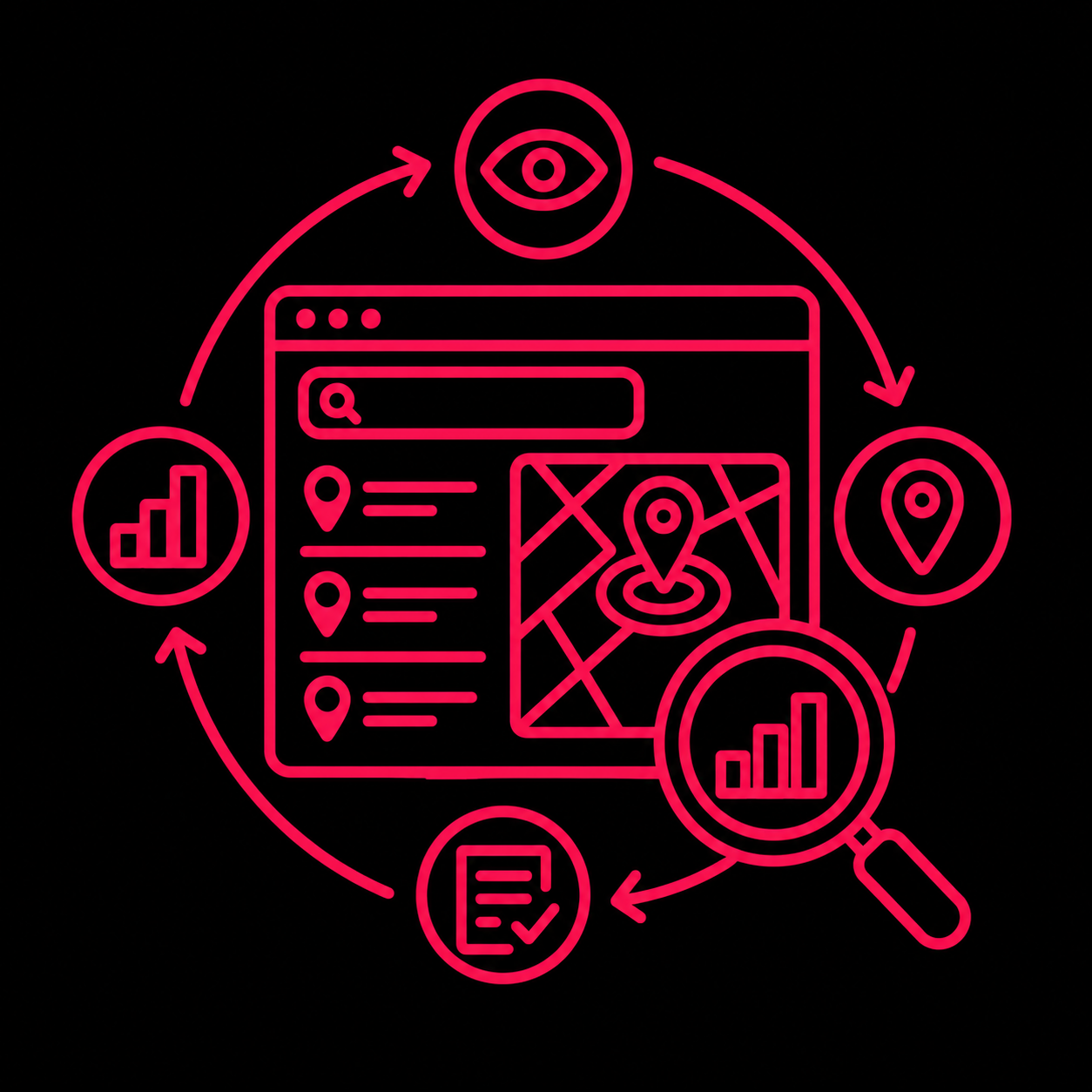Local SEO 29 Local SEO visibility review dashboard illustration for a S&S marketing agency